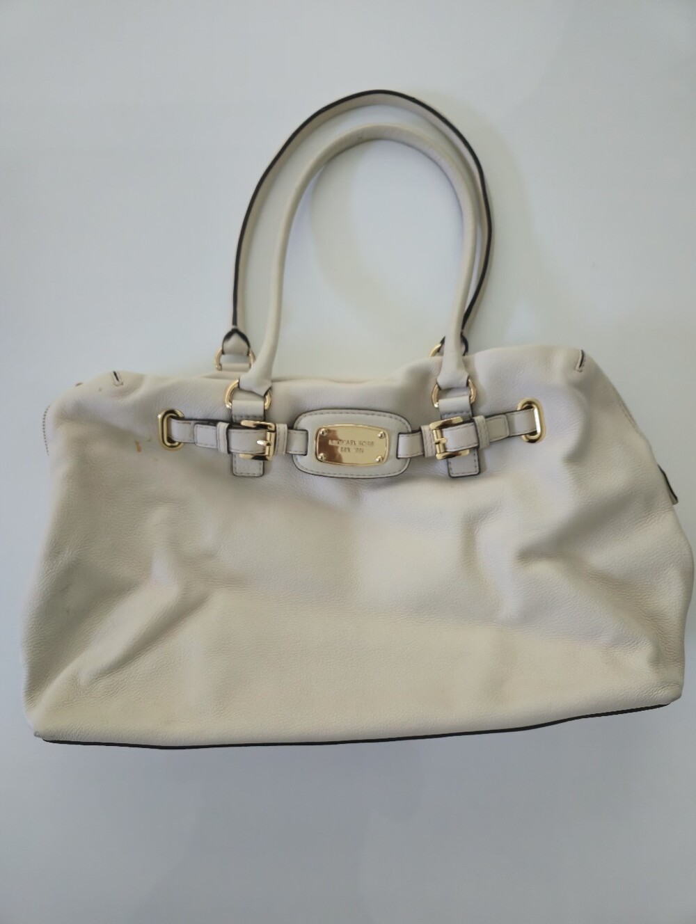 Michael Kors White Leather Satchel with Gold Hardware